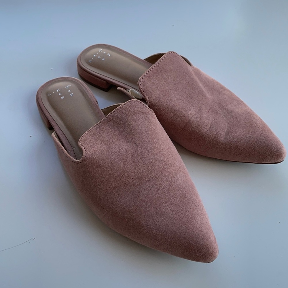 Maybe pink suede slides